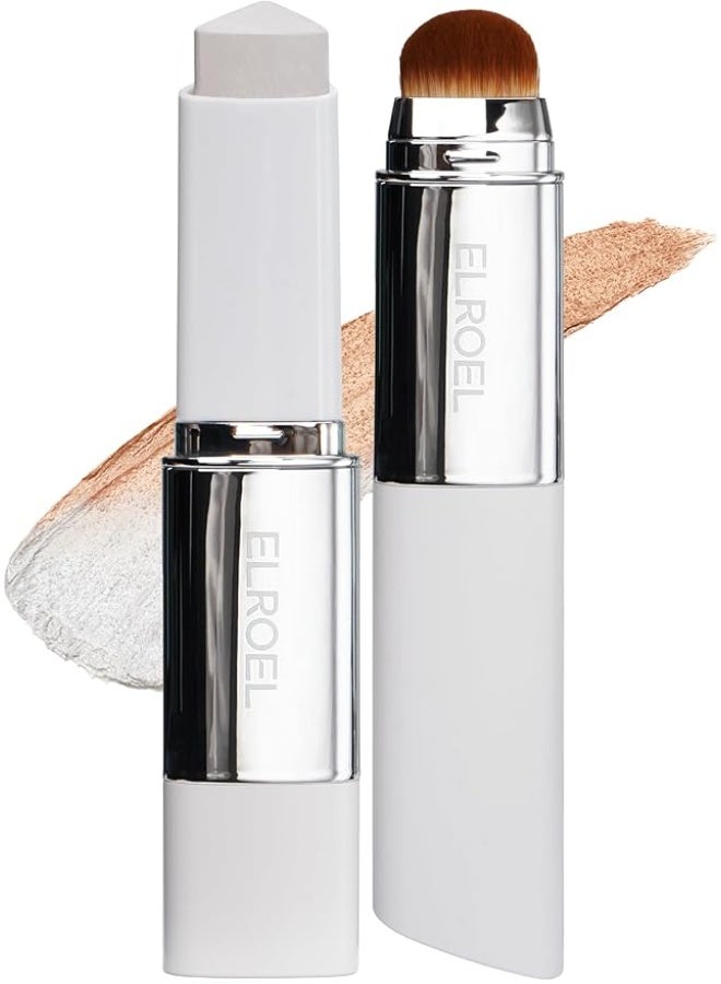 Blanc Cover Cream Stick V White - Korean Color-Changing Foundation Stick with Volufiline - Medium to Full Coverage Dewy Finish Base Makeup - Dual-Ended with Detachable Brush  Medium, 0.45 oz)